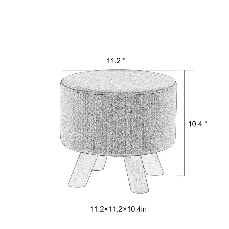 Adeco Modern Round Ottoman Home Footrest Stool/ Linen Fabric Seat Pouf