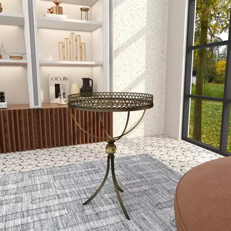 Metal and Glass Round Pedestal Table Gold - Olivia & May