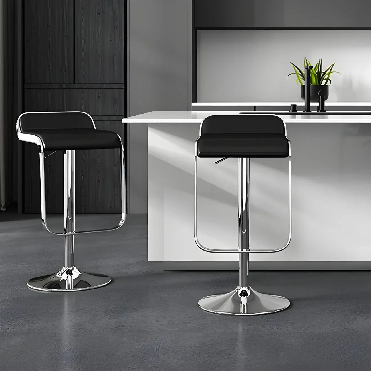 Leather Low Back Metal Adjustable Swivel Bar Stools