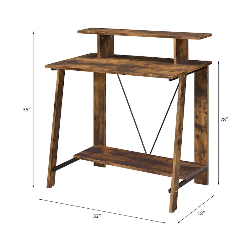 ACME Nypho Writing Desk in Weathered Oak and Black