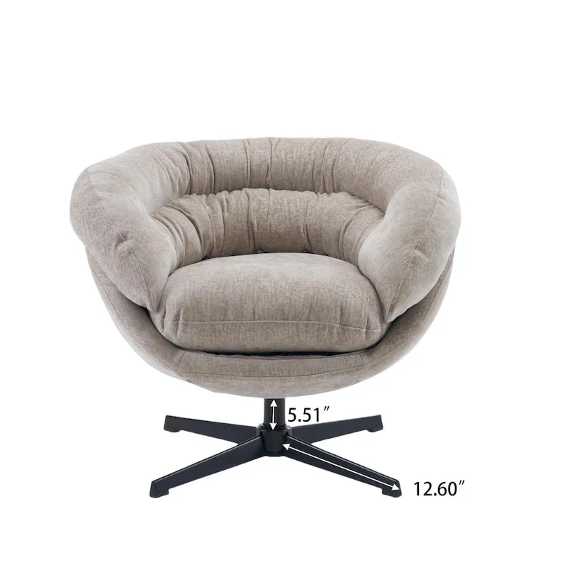 Chenille Upholstered Swivel Club Chair