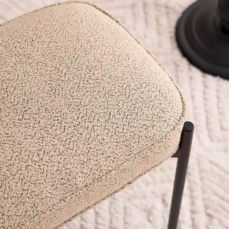 Single Rectangle Ottoman Tufted Lamb Fleece Foot Stool