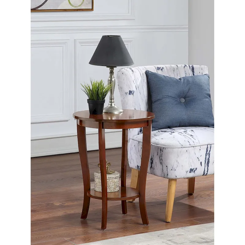 Convenience Concepts American Heritage Round End Table with Shelf
