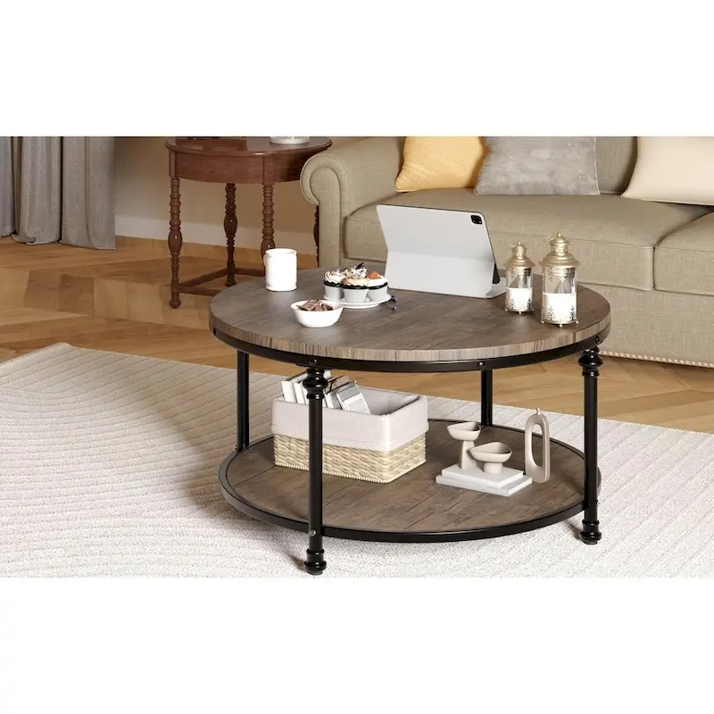 Round Coffee Table 30.31 Industrial Center Table