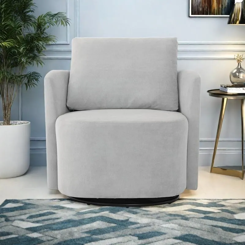 Chenille 360 Swivel Barrel Chair with Ergonomic Curved Design and 440lb Weight Capacity