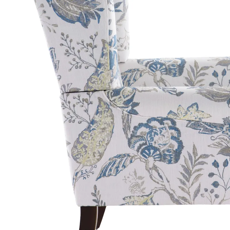 Accent Armchair with Turned Legs Set of 2 Blue/ Beige / Grey