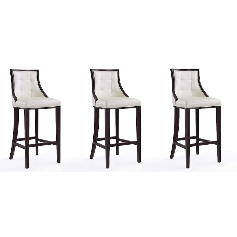 Manhattan Comfort Fifth Avenue 45 in. Walnut Beech Wood Bar Stool (Set of 3)