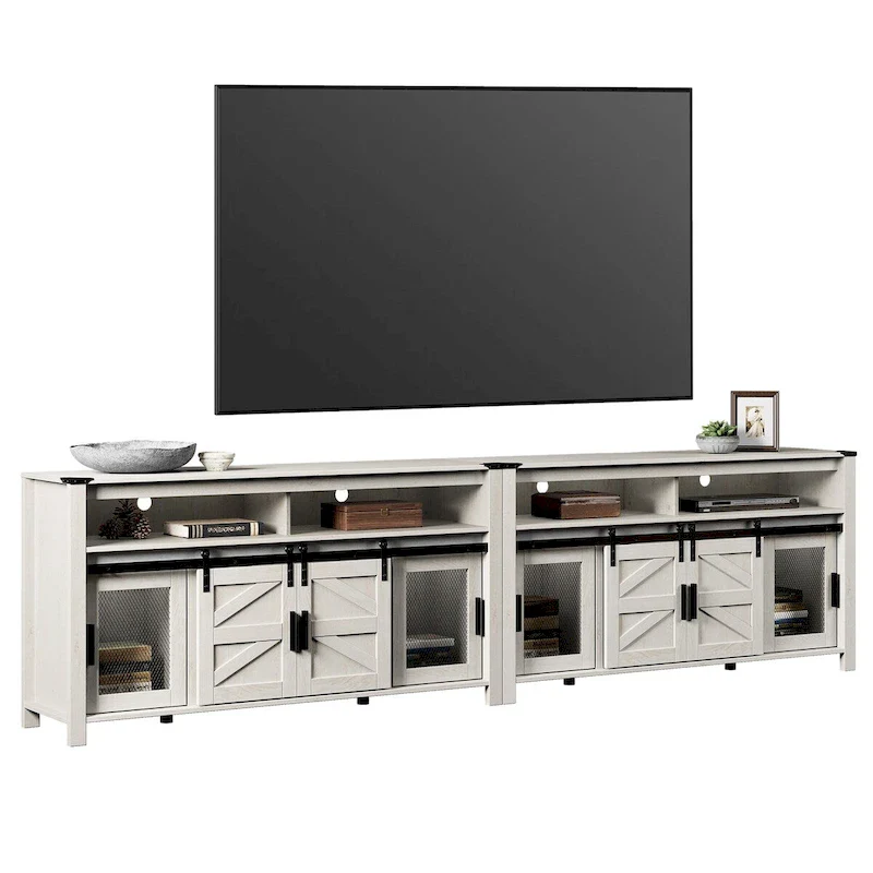 Farmhouse Barn Door TV Stand, Living Room Entertainment Center