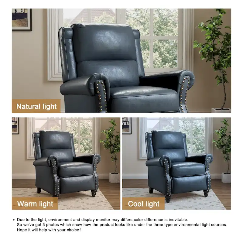Manual Glider Pushback Recliner Chairs with Nailhead Trim