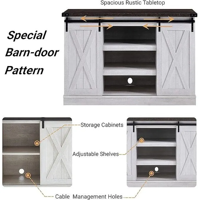 Wood Media Console TV Stand Entertainment Center