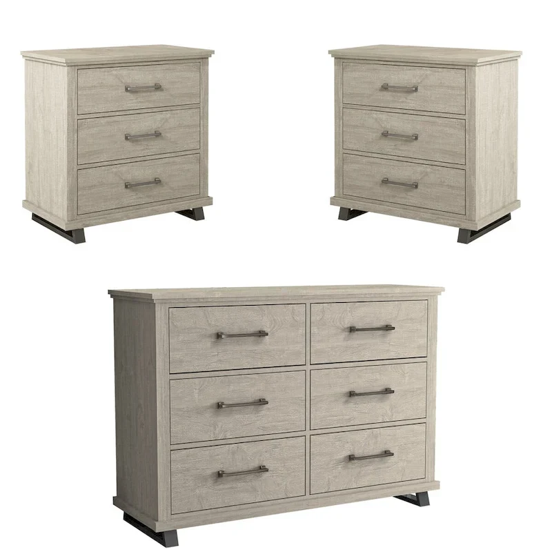 Farmhouse 3-Piece Bedroom Set - 2 Nightstand and 1 Dresser