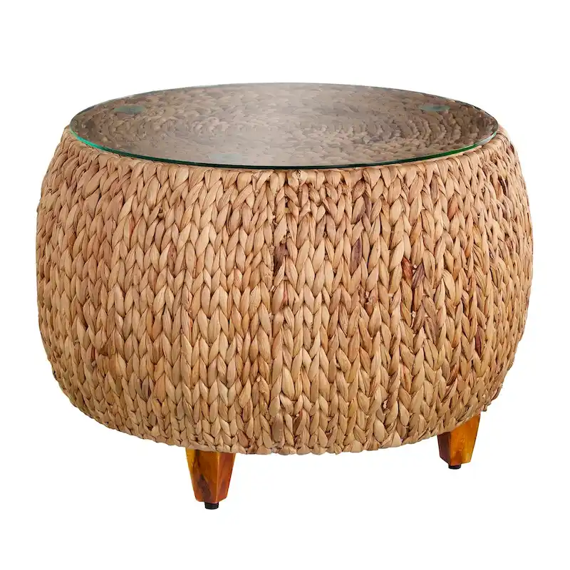 Round Water Hyacinth Coffee Table