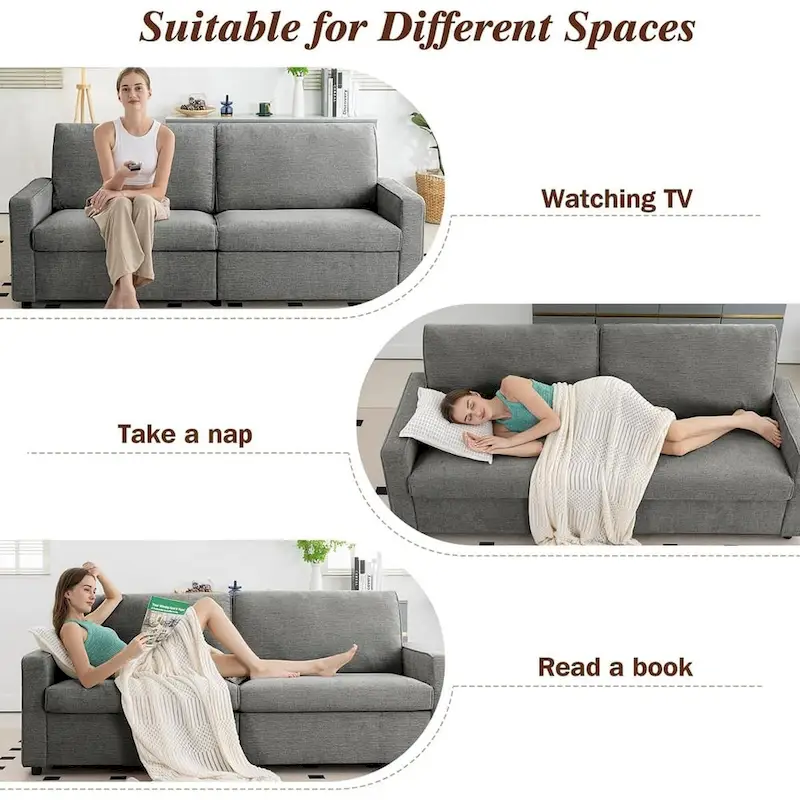 80 Modern Chenille Linen Loveseat Sofa for Living Room