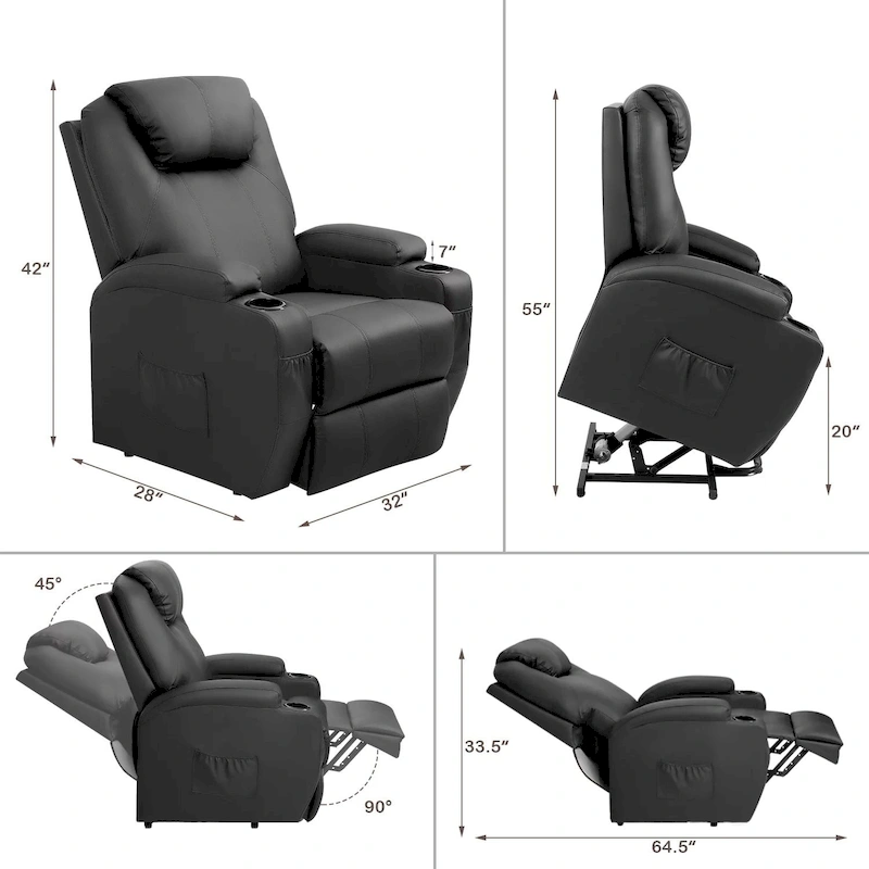 LACOO Power Lift Recliner PU Leather Reclining Chair with Massage