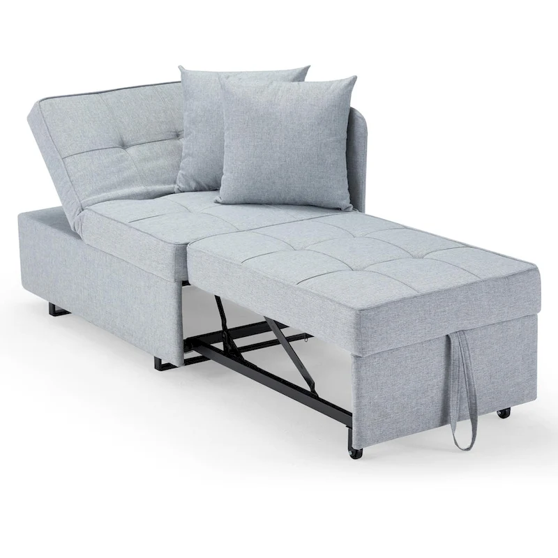 EROMMY Sleeper Sofa Chair Bed , Adjustable Backrest Pull Out Sofa Bed with Faux Linen Sofa Fabric