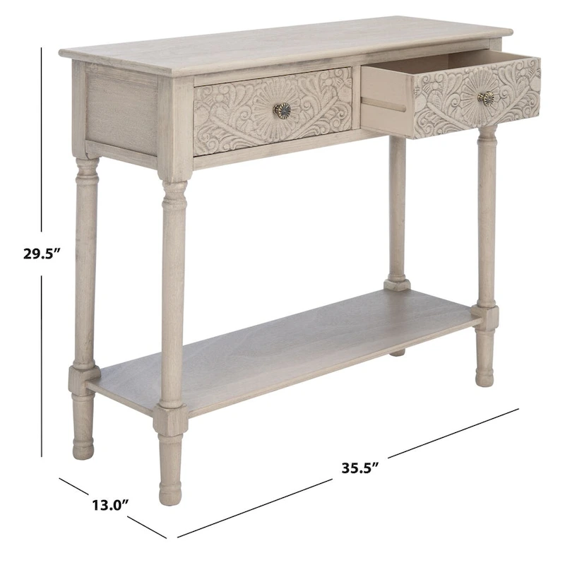 SAFAVIEH Leonia 2-Drawer Console Table - 35.5 W x 13 L x 29.5 H - 36Wx13Dx30H
