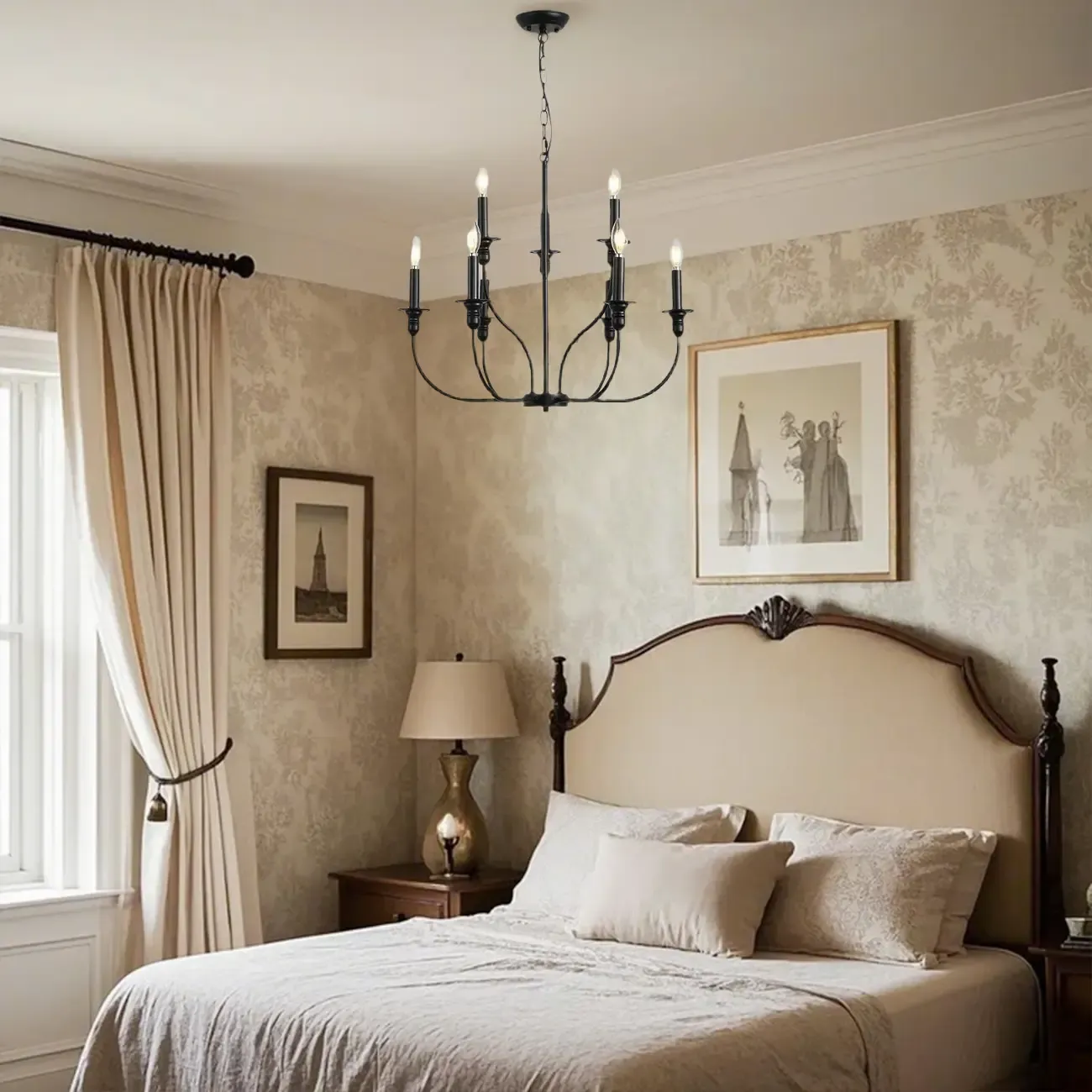 Industrial Black Chandeliers at Home with Adaptable Height