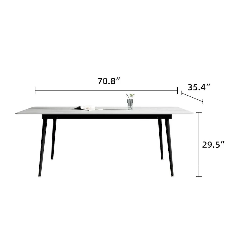 70.8 Rectangle Dining Table with Stone Top