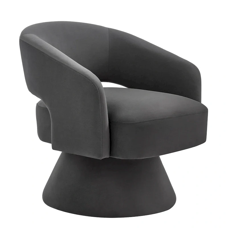 Upholstered Velvet Swivel Accent Chairs with Open Backrest
