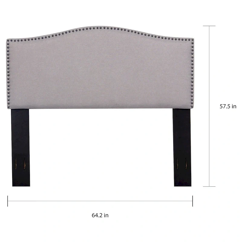 Full/Queen Nailhead Upholstered Fabric Headboard