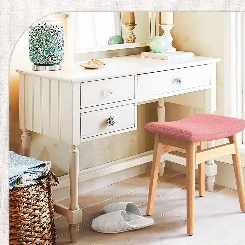 Saddle Cushion VanityStool - 17.83D x 12.4W x 16.53H