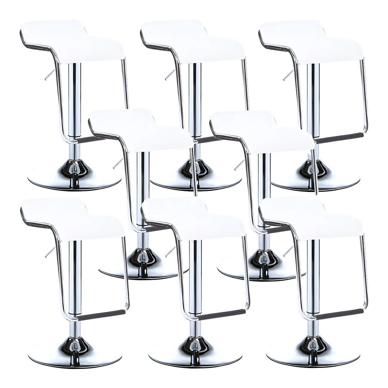 Modern Pedestal Swivel Bar Stool Adjustable Height Low Back Faux Leather