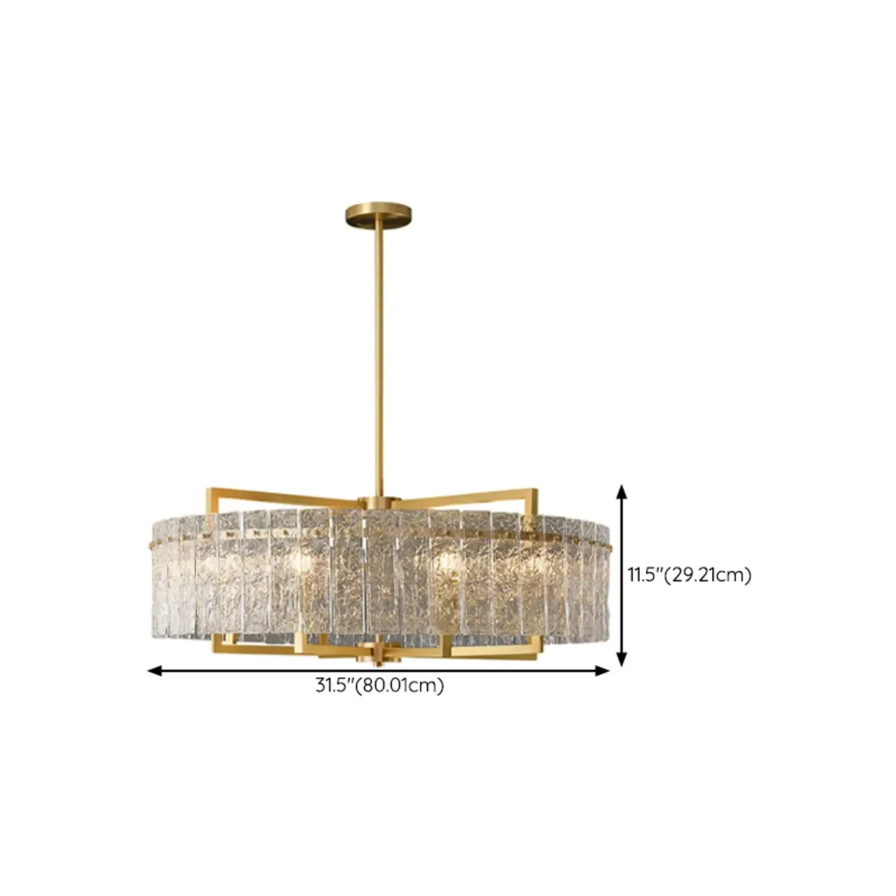 Luxury Crystal Round Chandelier with Glass Lampshade