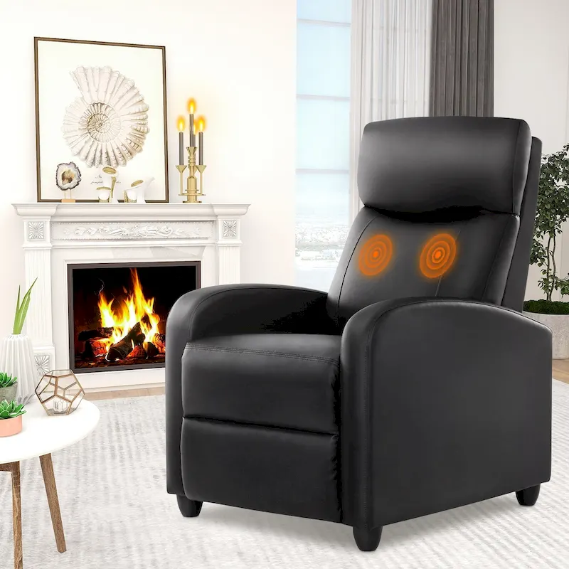 Adjustable Recliner Chair with 8 Massage Modes and Lumbar Support for Relaxation and Home Theater Use