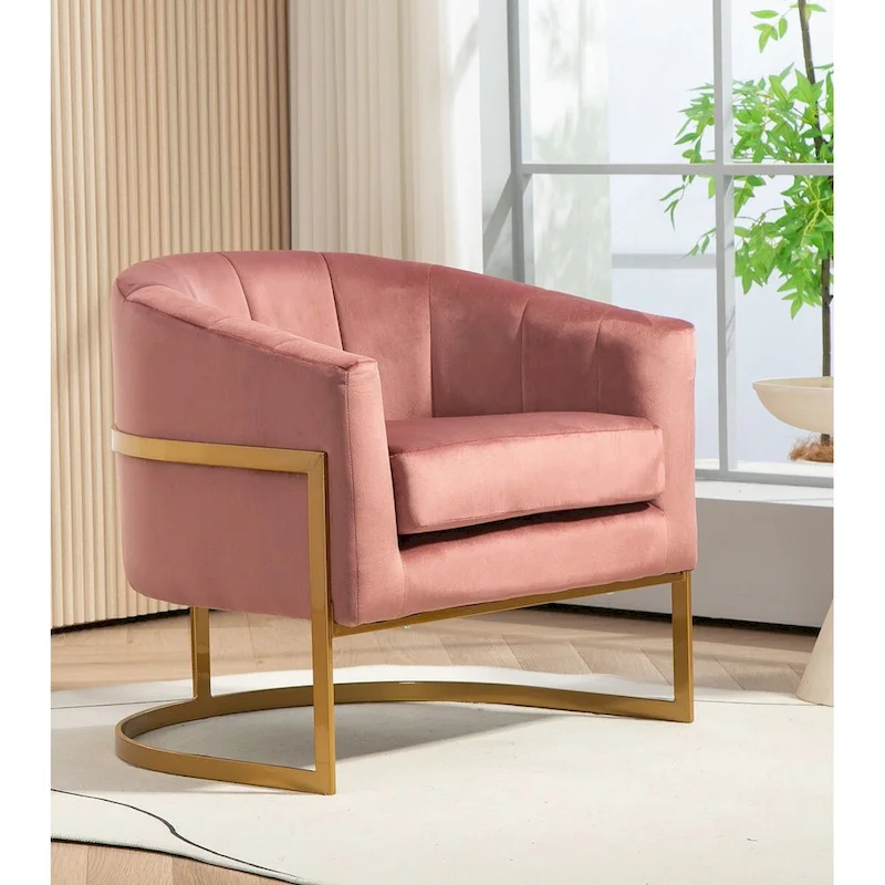 Modern Velvet Gold Accent Armchair