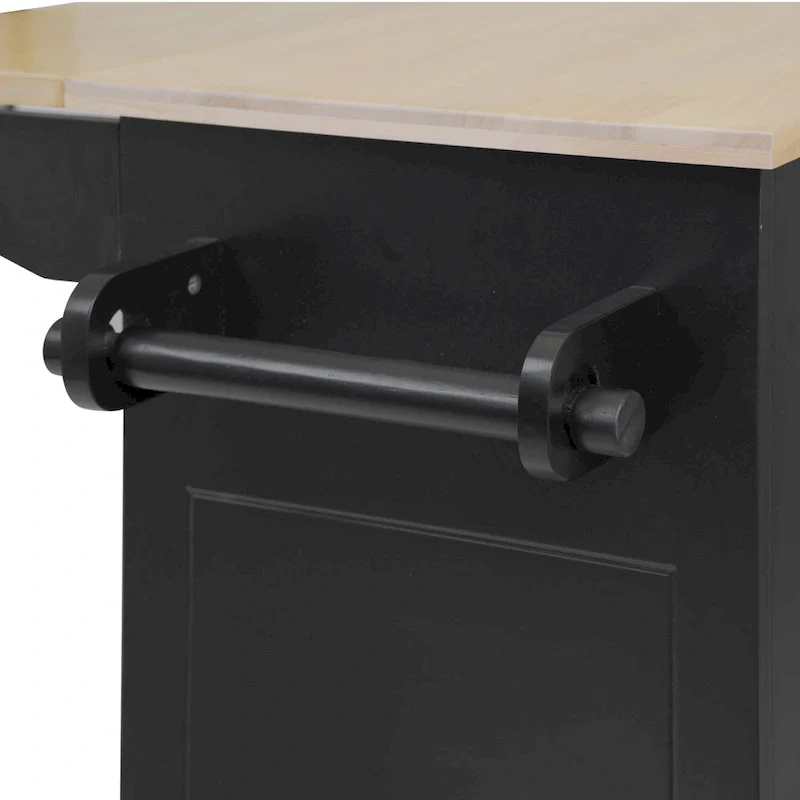 53.9 Width Rolling Kitchen Island with Drop Leaf and 3 Tier Pull Out Cabinet