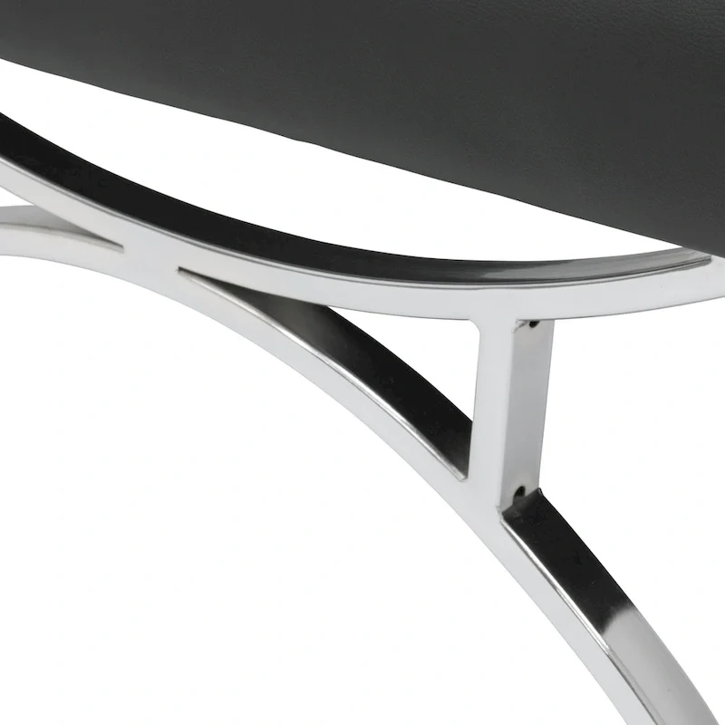 Newel Modern Blended Leather and Chrome Metal Frame Mid Century Accent Chair