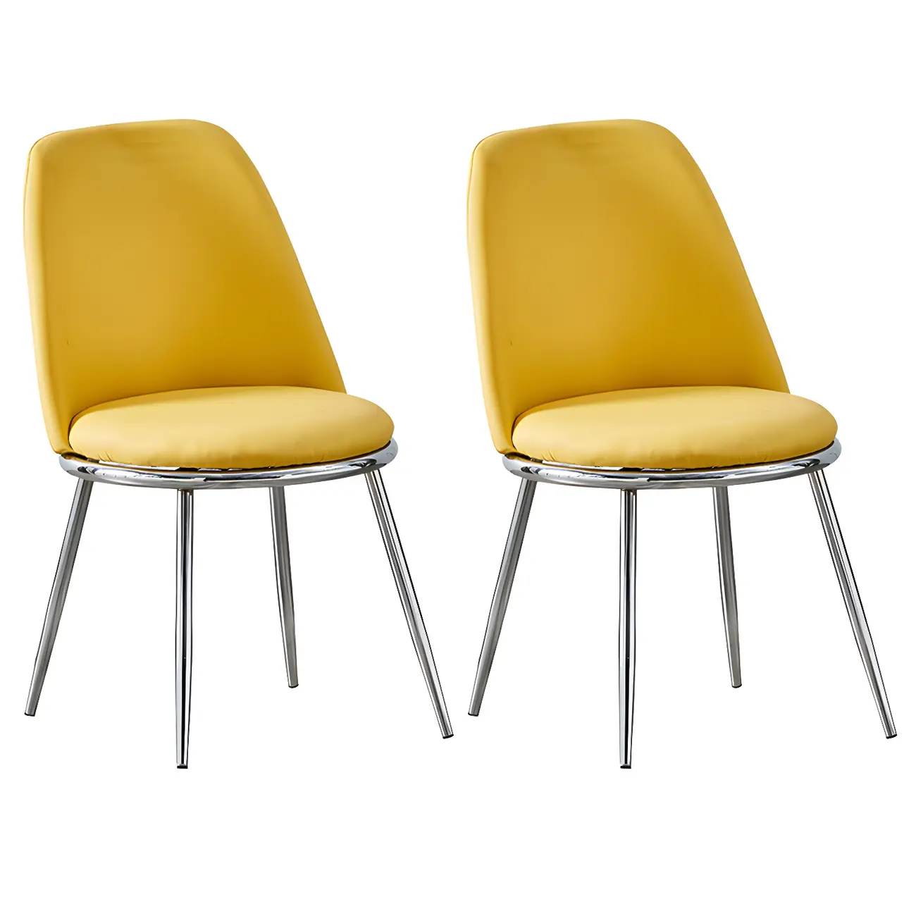Glam Scandinavian Leather Armless Dining Chairs Metal Frame