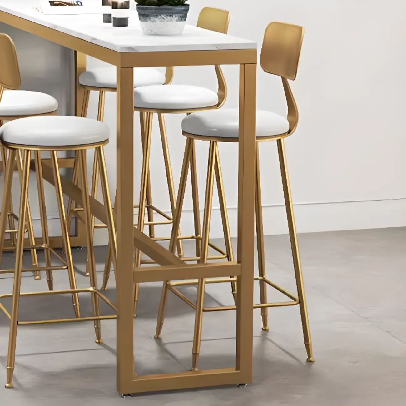 Elegant Faux Marble Bar Table Set with Upholstered Chairs