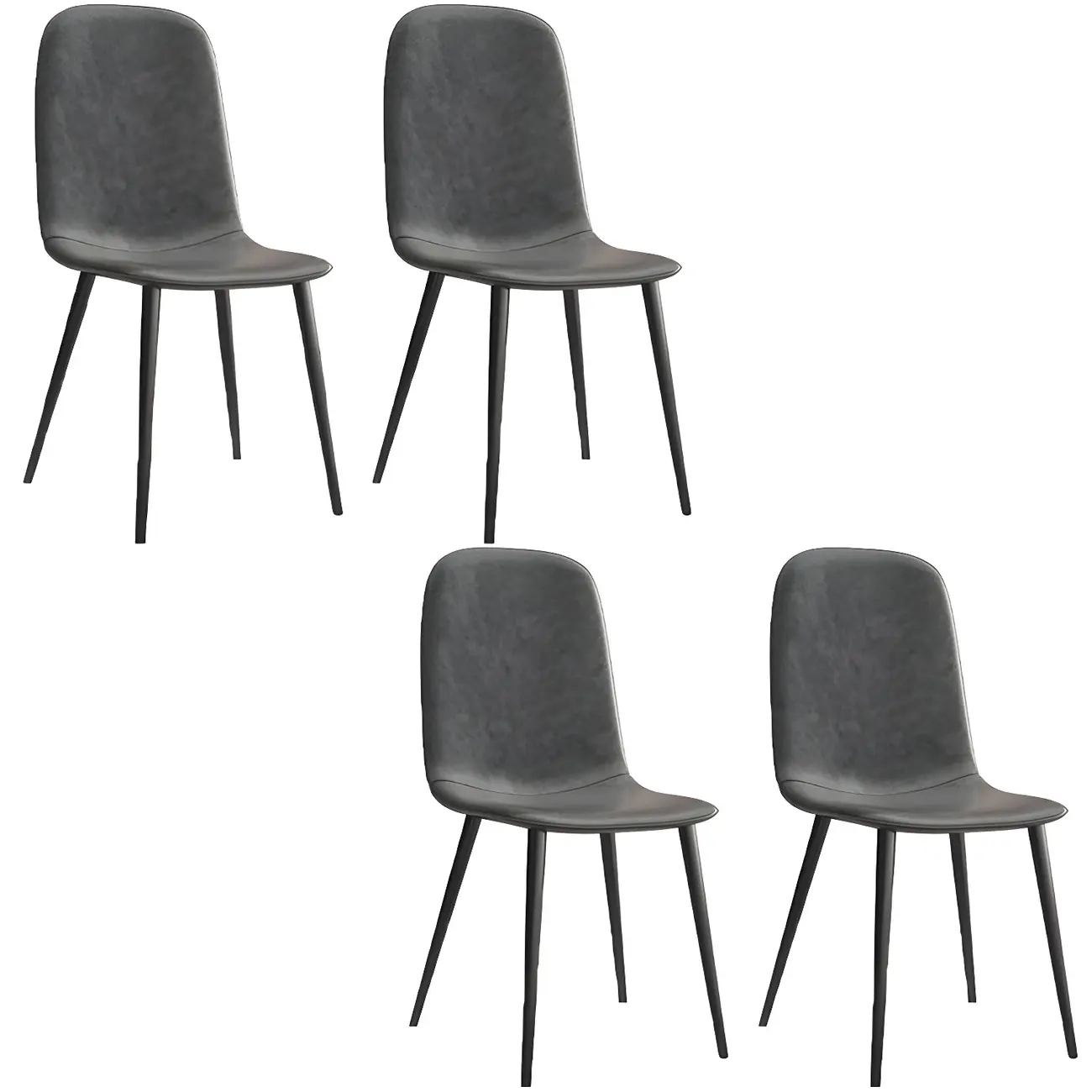 Industrial Armless Faux Leather Low Back Dining Chair