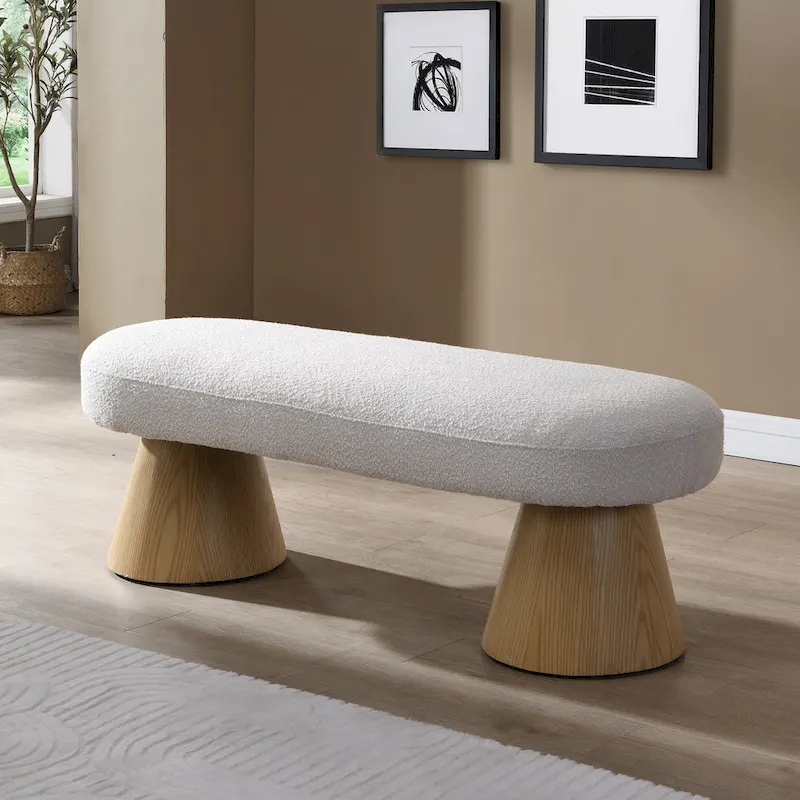 Christopher Knight Home - Benjamin Upholstered Dining Bench, Versatile Entryway & Bedroom Seating with Sturdy Wood Legs