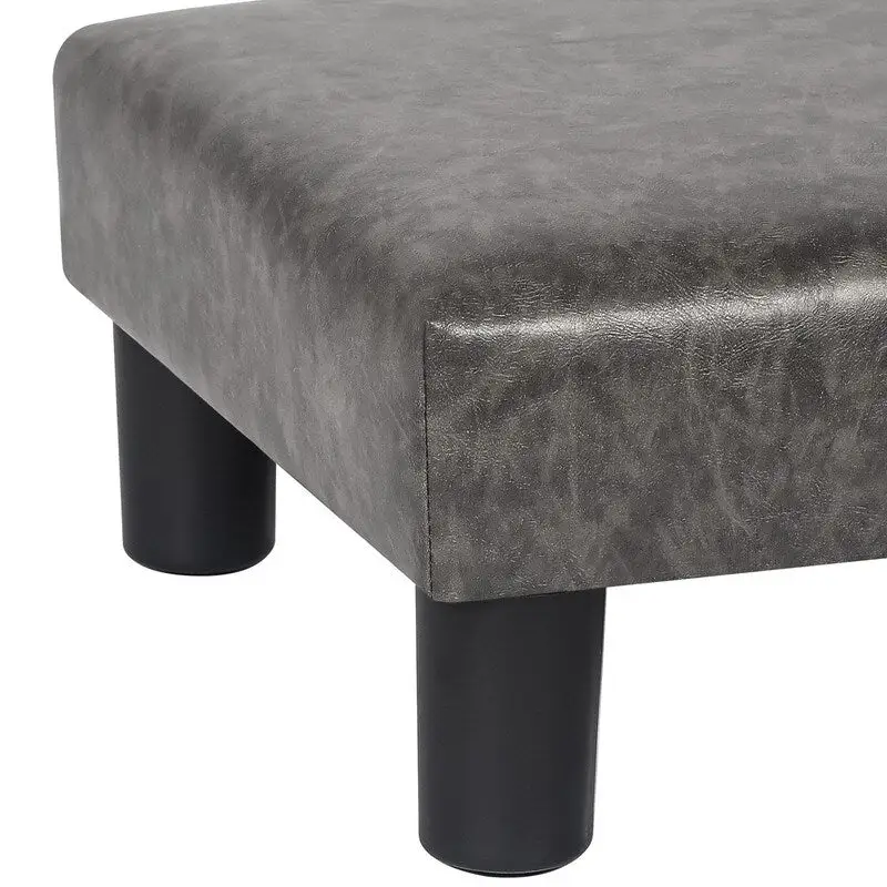 Adeco Small Footstool PU Leather Ottoman Square Footrest Stool Modern