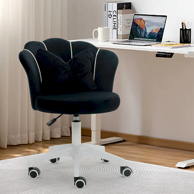 XINMICS Modern Velvet Task Chair 360 Swivel Adjustable Height Office Chair