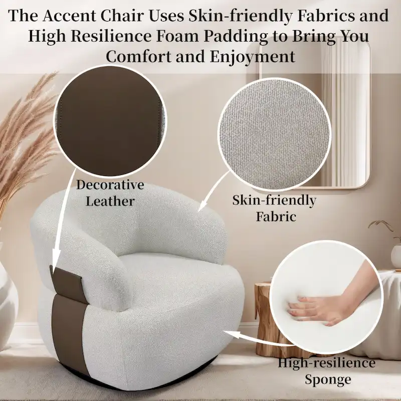 33W 360 Swivel Modern Barrel Chair Accent Chair Set of 2