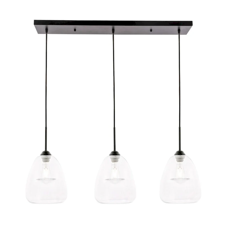 Elise 36-Inch 3-Light Clear Pendant - Black
