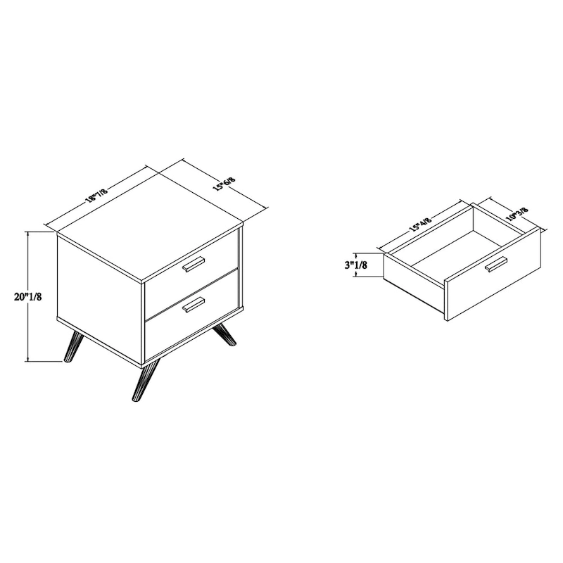 Kelson Modern Dark Grey and Gold Finished Wood 2-Drawer Nightstand