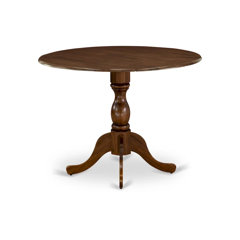 East West Furniture Dublin Modern Kitchen Table - a Round Dining Table Top with Dropleaf & Pedestal Base, (Finish Option)