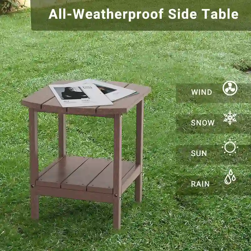Outdoor Side Table for Adirondack Chairs, All-Weather Resistant Humidity-Proof Waterproof Stain-Proof Accent Tables
