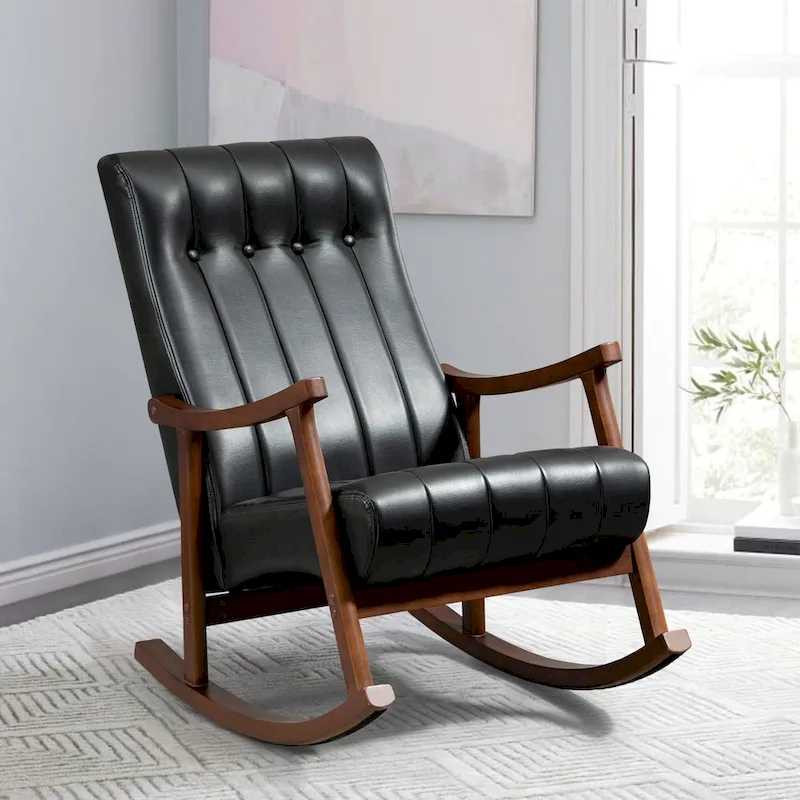 AVAWING Upholstered Rocking Chair ModernHighBackArmchair