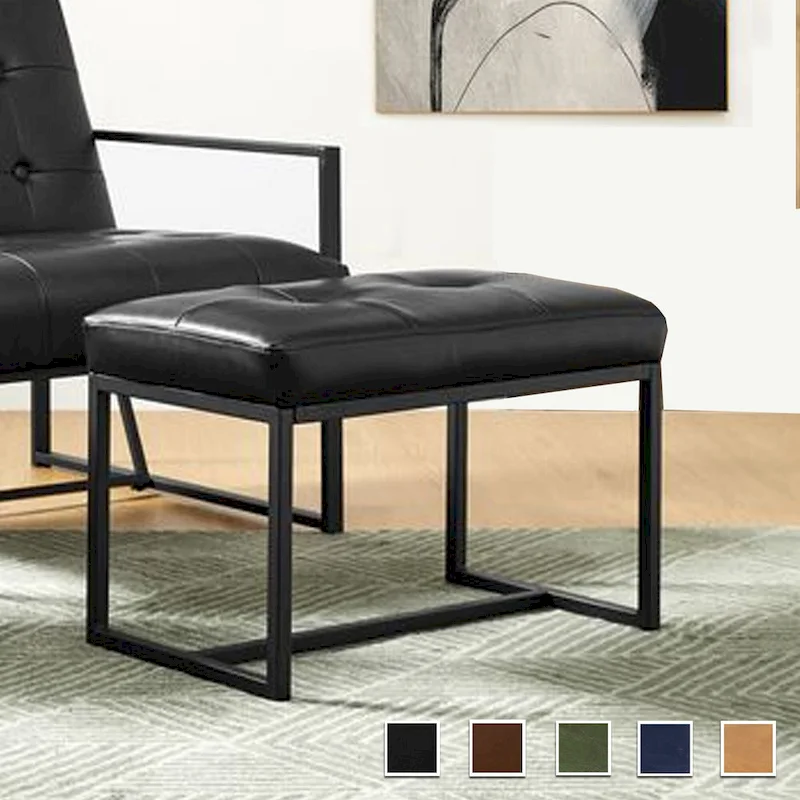 Glitzhome 24W Modern PU Leather Button-tufted Ottoman Foot Stool