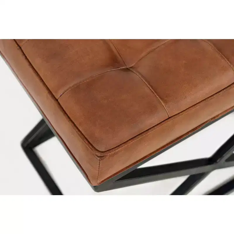 Jofran, Global Archive Distressed Genuine Leather Ottoman - Saddle