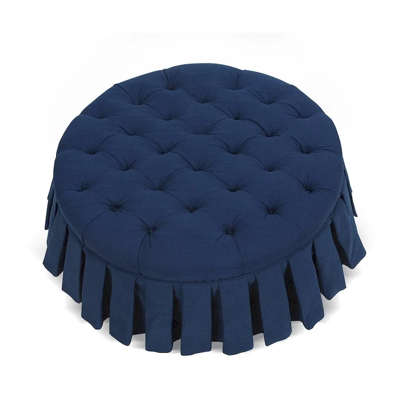 Gracewood Hollow Baruti Tufted Cocktail Ottoman with Pleated Skirt