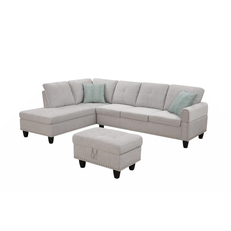 Alger 98 Wide Left Hand Facing Sofa & Chaise with Ottoman