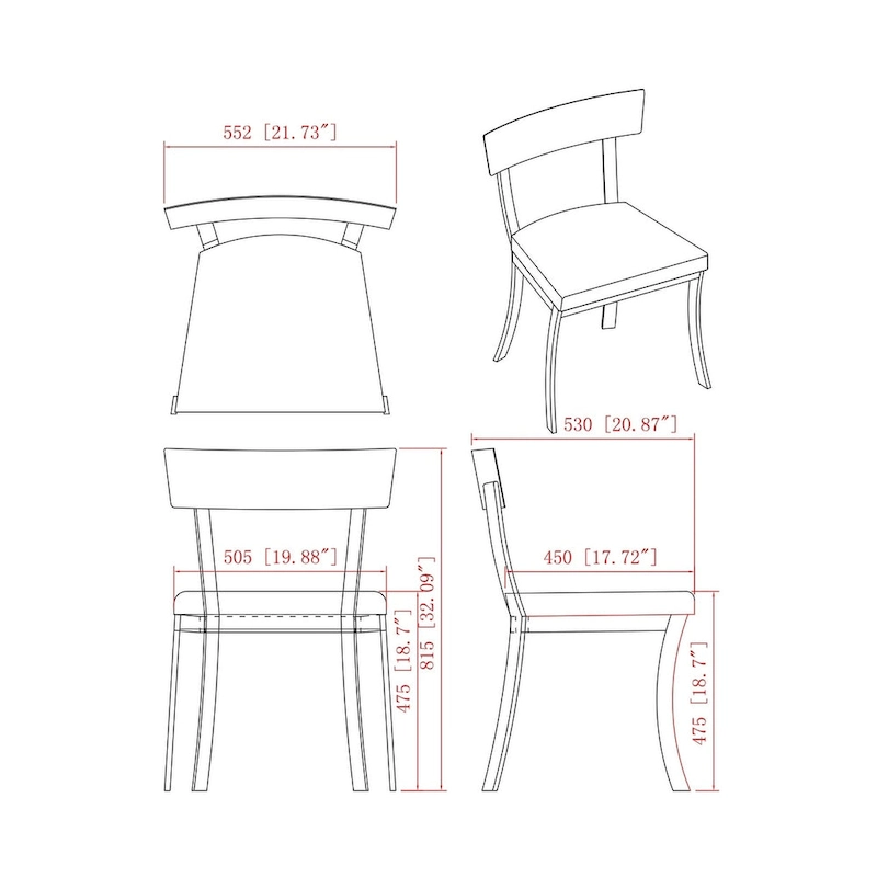 Somette Melanie Curved Back Dining Chair, Set of 2