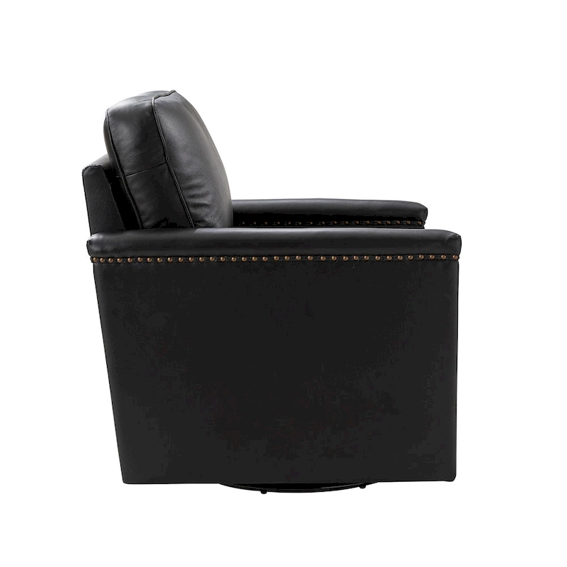 Rita Classic Genuine Leather Swivel Armchair With Nailhead Trims Set Of 2 By HULALA HOME