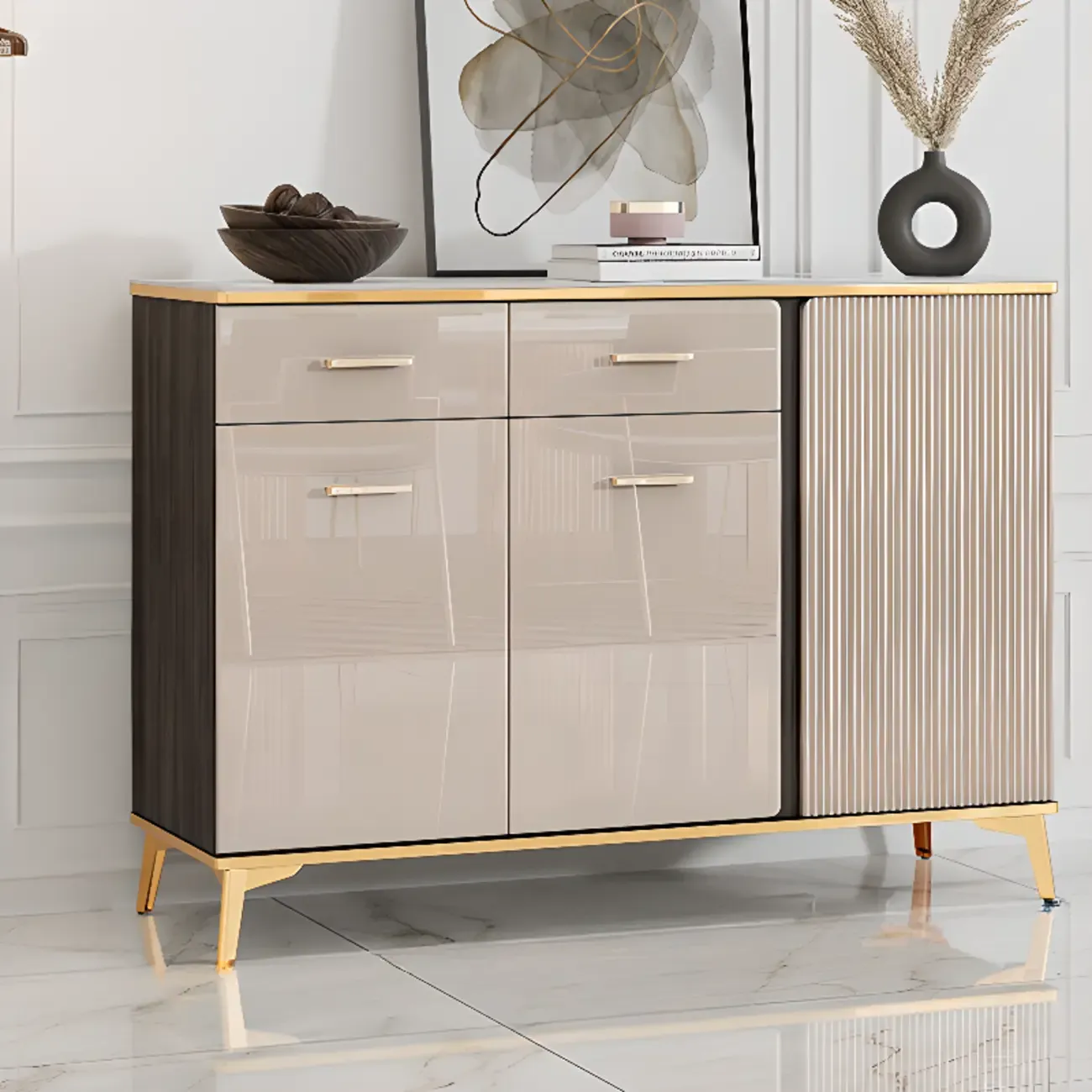 Glam Adjustable Wooden Dining Hutch China Cabinet